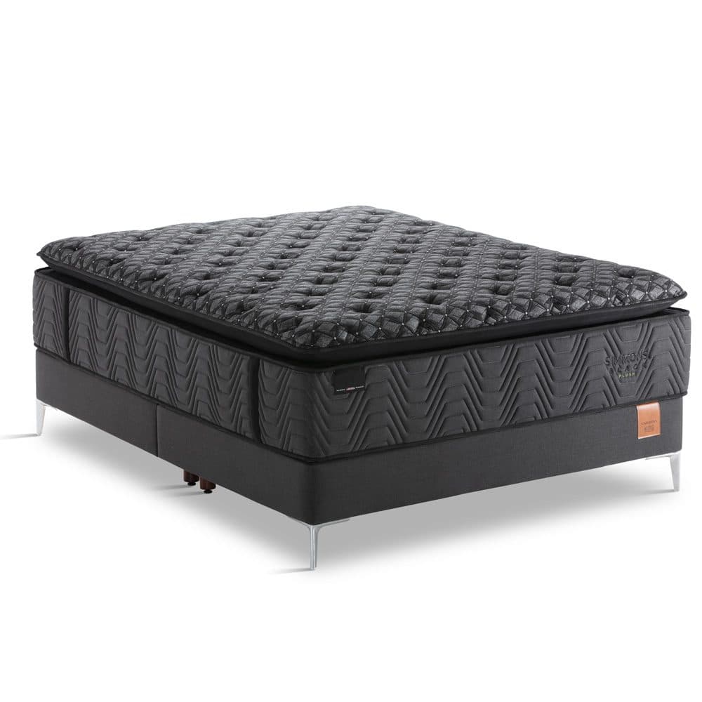 Conjunto Cama Box e Colchão Simmons Black Plush Série 5 — Tecnologia Belga — Série 5 — firmeza Plush