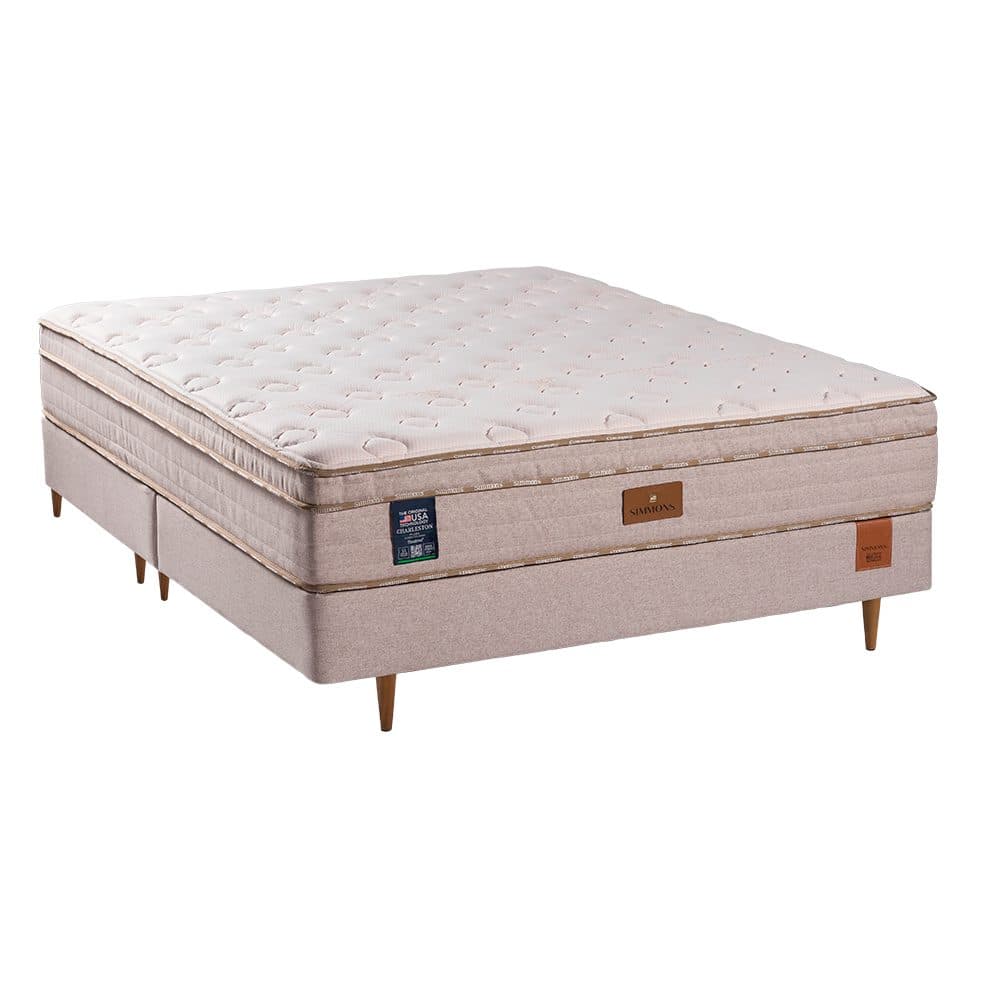 Conjunto Cama Box e Colchão Simmons Charleston Série 1 — Conforto Macio — Série 1 — firmeza Macio