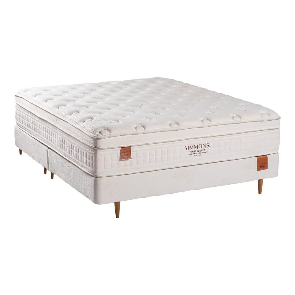 Conjunto Cama Box e Colchão Simmons Times Square Série 3 — Conforto Macio — Série 3 — firmeza Macio